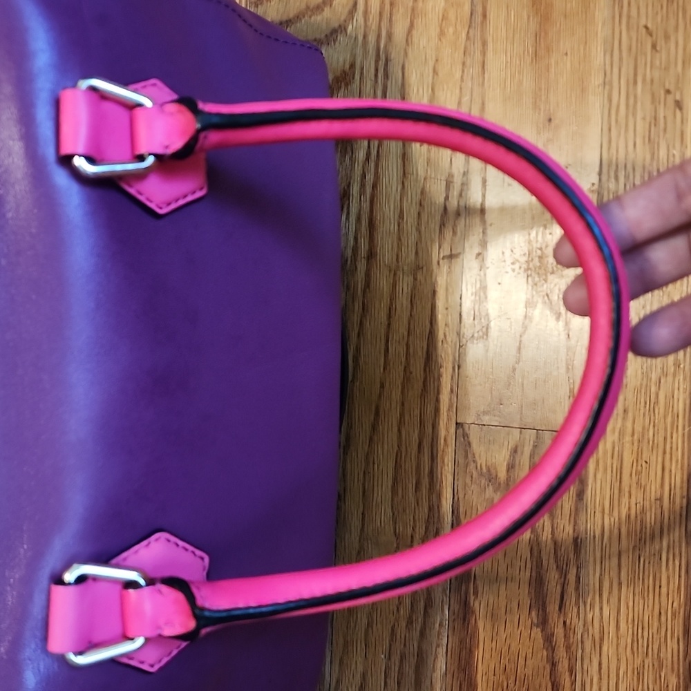 Like New Kate Spade Purple and Barbie Pink Satchel Crossbody Leather Bag - Picture 12 of 17